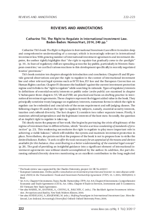 (PDF) Titi, Catharine. The Right to Regulate in International ...