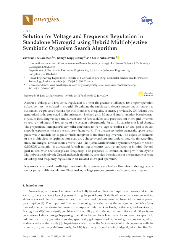 (PDF) Solution for Voltage and Frequency Regulation in Standalone ...