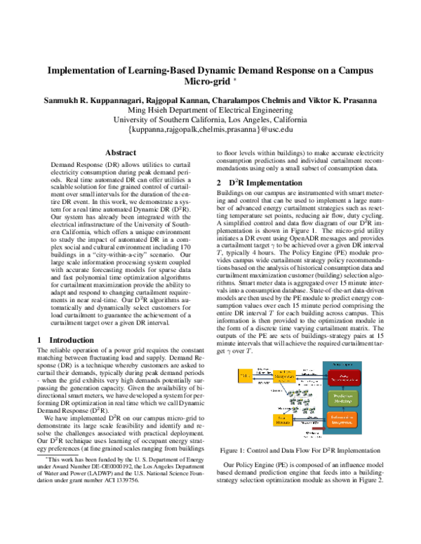 (PDF) Implementation of Learning-Based Dynamic Demand Response on a ...