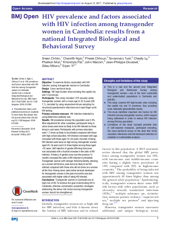 (PDF) HIV prevalence and factors associated with HIV infection among ...
