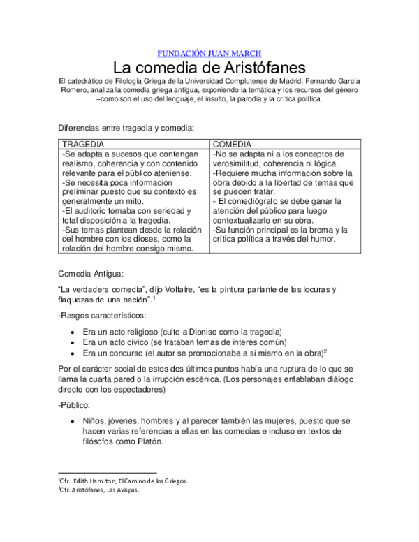 (DOC) La comedia de Aristófanes