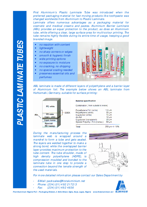 (PDF) Multi Layer Aluminium Barrier Laminate Tubes Anwar Hussain