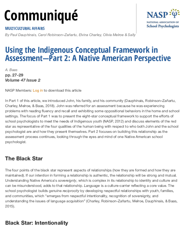 (PDF) Using the Indigenous Conceptual Framework in Assessment-Part 2: A ...