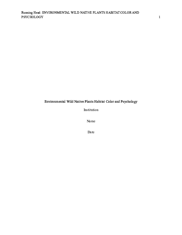 (DOC) Environmental Wild Native Plants Habitat Color and Psychology