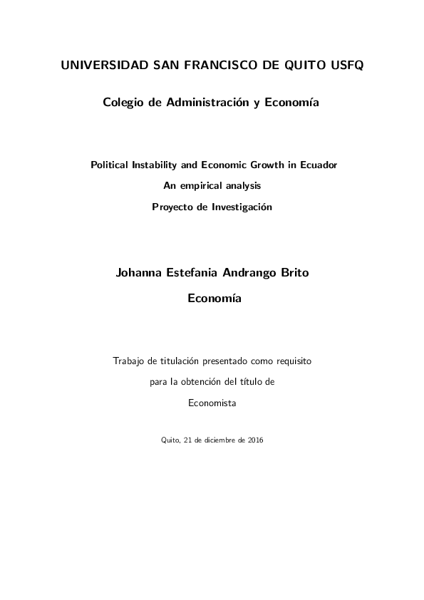 (PDF) Political instability and economic growth in Ecuador