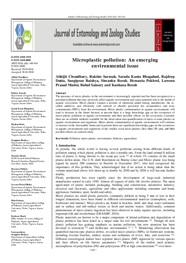 (PDF) Microplastic pollution An emerging environmental issue