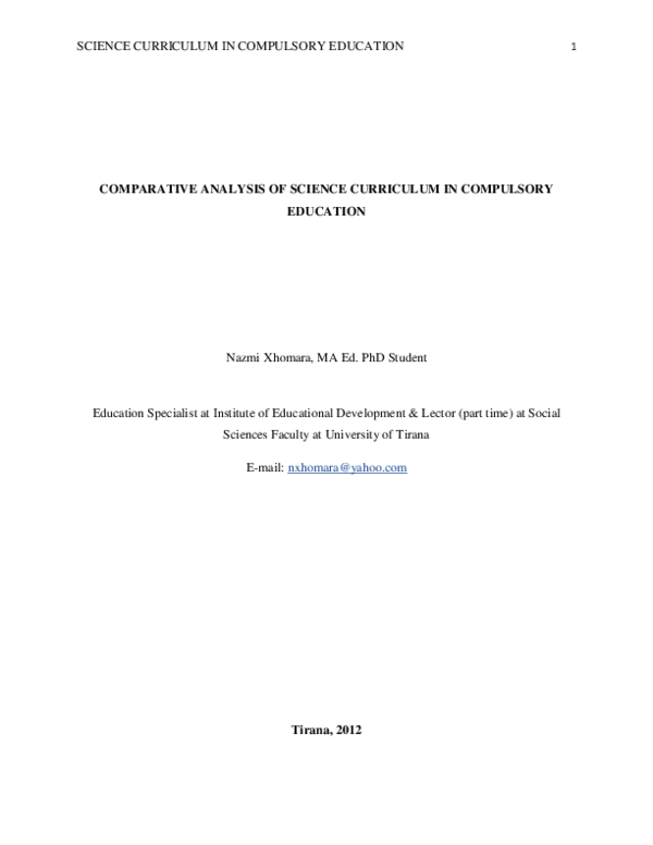 (PDF) Comparative analysis of compulsory education’ science curriculum
