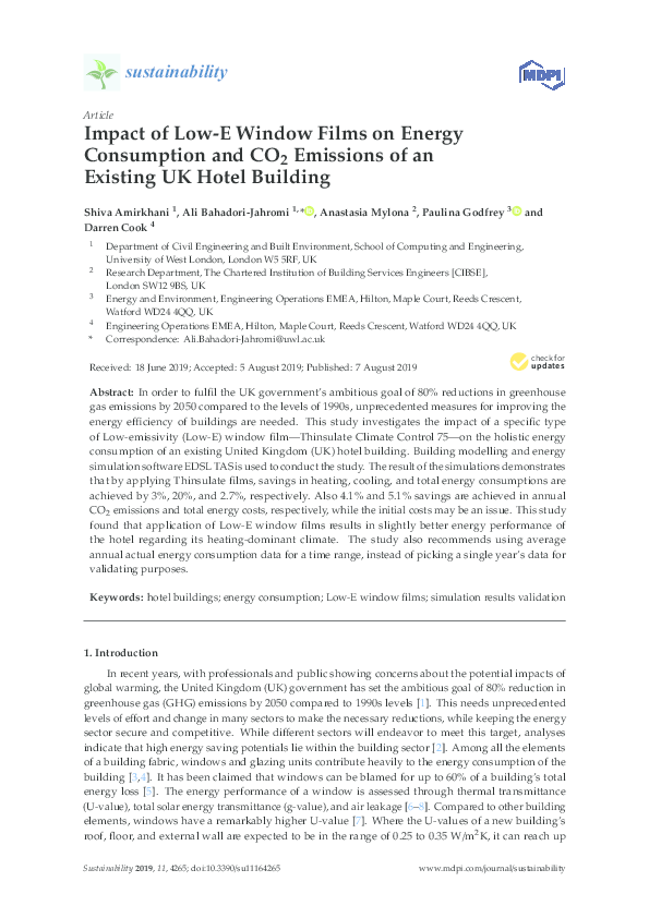 Picture of (PDF) Impact of Low-E Window Films on Energy Consumption and CO 2 ...