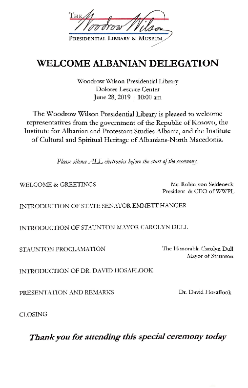 (PDF) Albanian Delegation at the Woodrow Wilson Presidential Library and Museum David