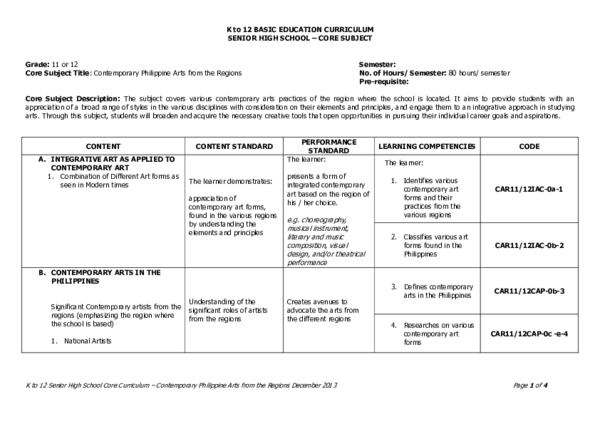 (PDF) K to 12 BASIC EDUCATION CURRICULUM SENIOR HIGH SCHOOL -CORE ...