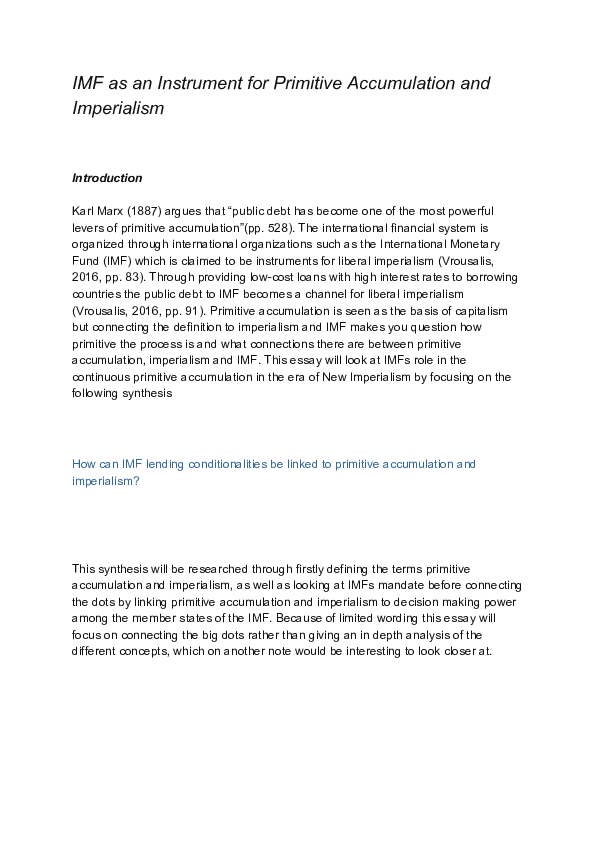 (PDF) IMF as an Instrument for Primitive Accumulation and Imperialism
