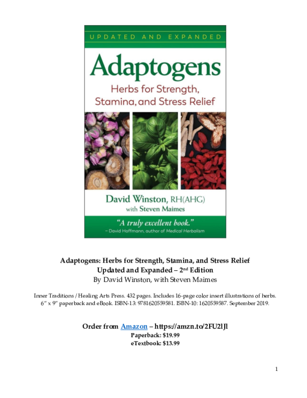 (PDF) Adaptogens Herbs for Strength, Stamina, and Stress Relief Updated & Expanded 2nd