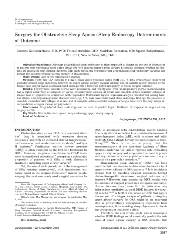 (PDF) Level of Evidence 4 Laryngoscope Ιωάννης Κουτσουρελάκης