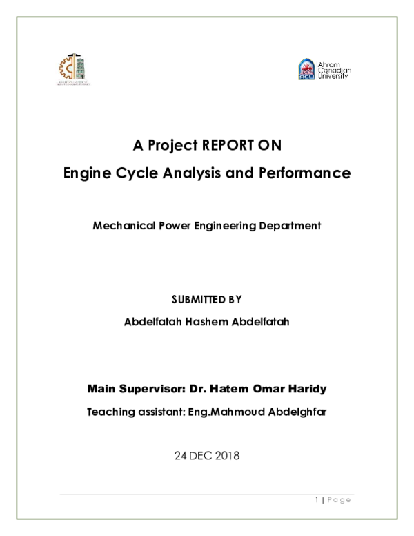 Pdf Engine Cycle Analysis And Performance