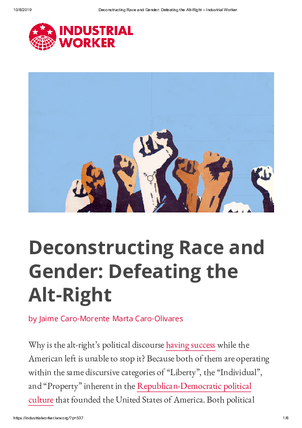 (PDF) Deconstructing Race and Gender: Defeating the Alt-Right