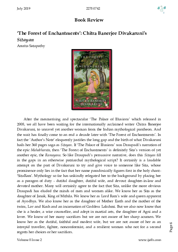 (PDF) ‘The Forest of Enchantments’ Chitra Banerjee Divakaruni’s