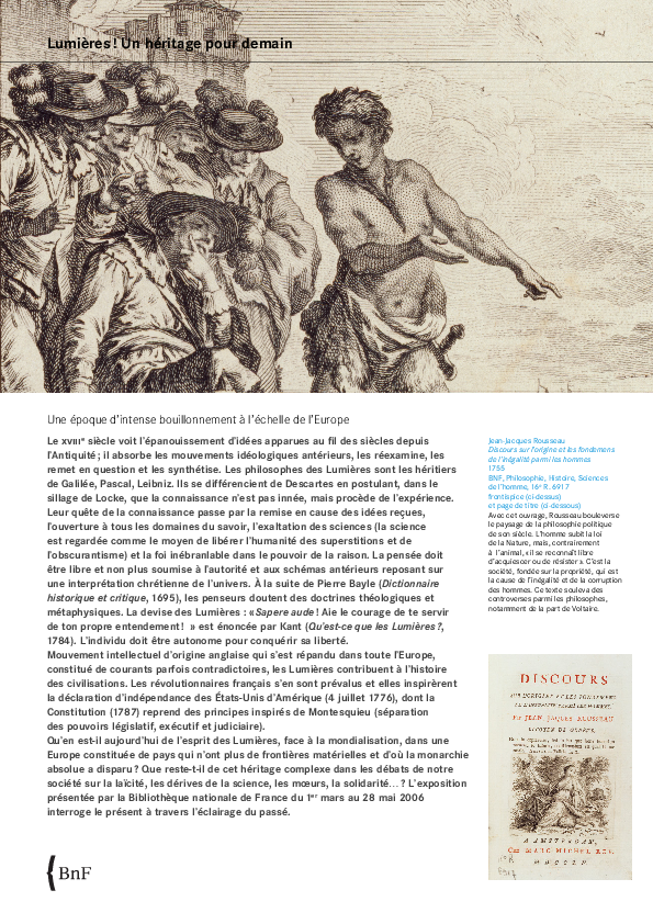 (PDF) Lumières ! Un héritage pour demain Une époque d'intense ...