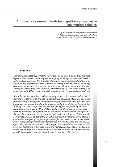 (PDF) Art objects as research tools for cognitive approaches in ...