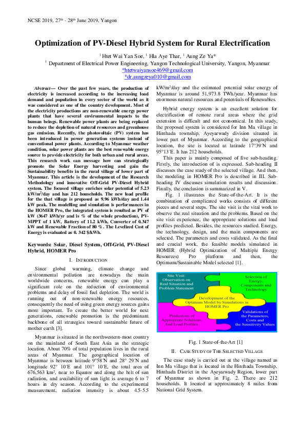 (PDF) Optimization of PV Diesel Hybrid System for Rural Electrification