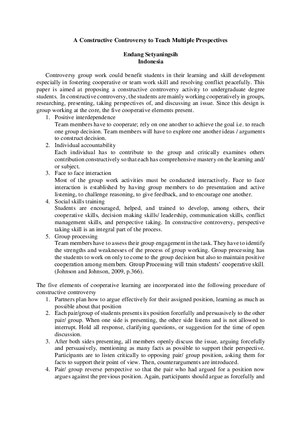 (DOC) A Constructive Controversy to Teach Multiple Prespectives