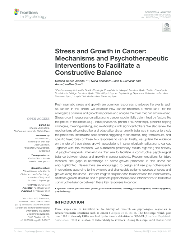 (PDF) Stress and Growth in Cancer: Mechanisms and Psychotherapeutic ...