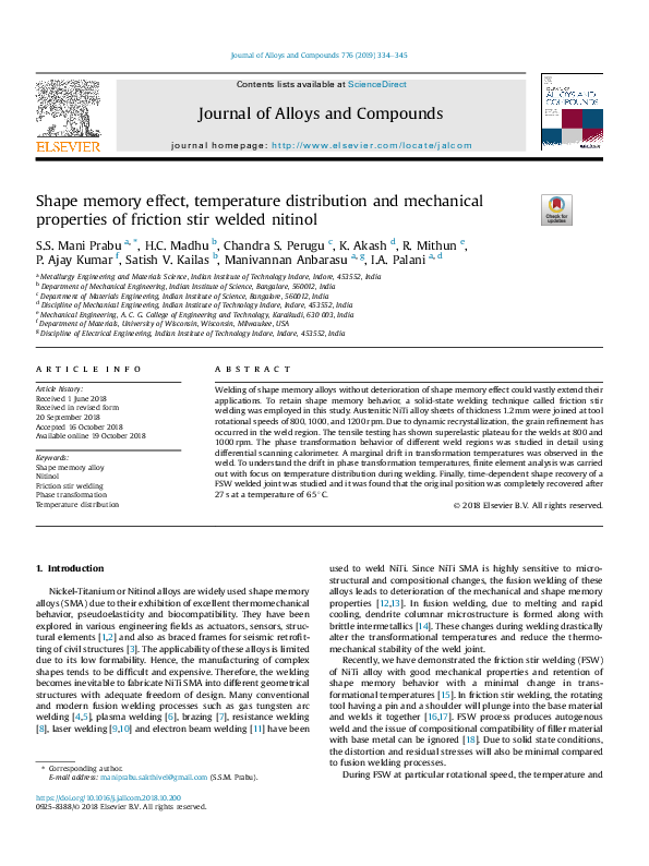 (PDF) Shape memory effect, temperature distribution and mechanical ...