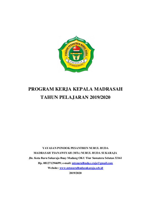 Pdf Program Kerja Kepala Madrasah Mukhamad Fathoni Academia Edu