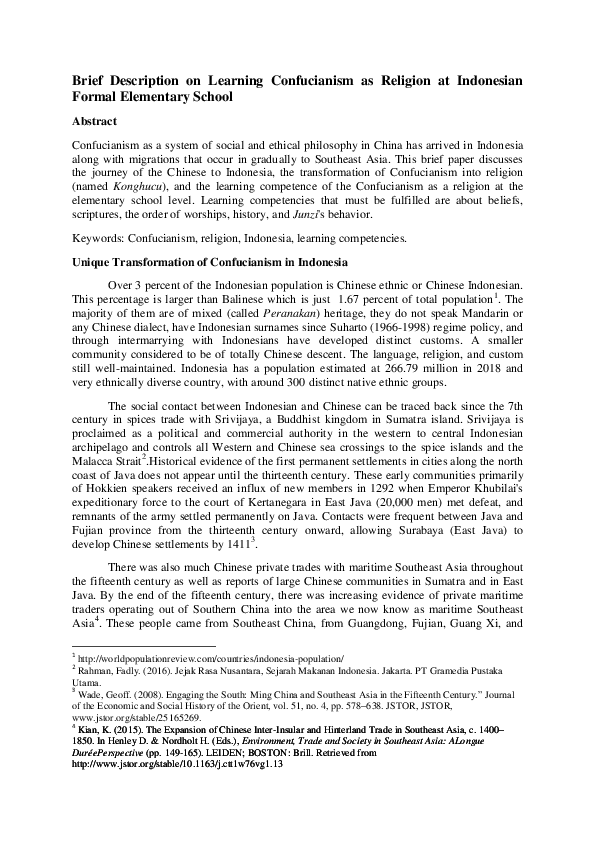(PDF) Brief Description on Learning Confucianism as Religion at