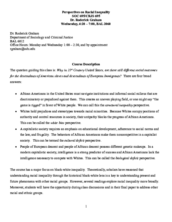 First page of “Perspectives on Racial Inequality”