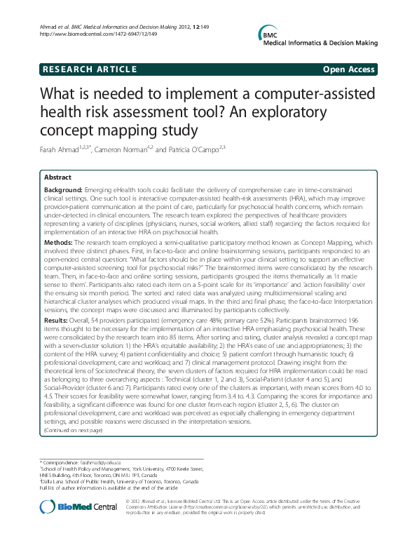 (PDF) What is needed to implement a computer-assisted health risk ...