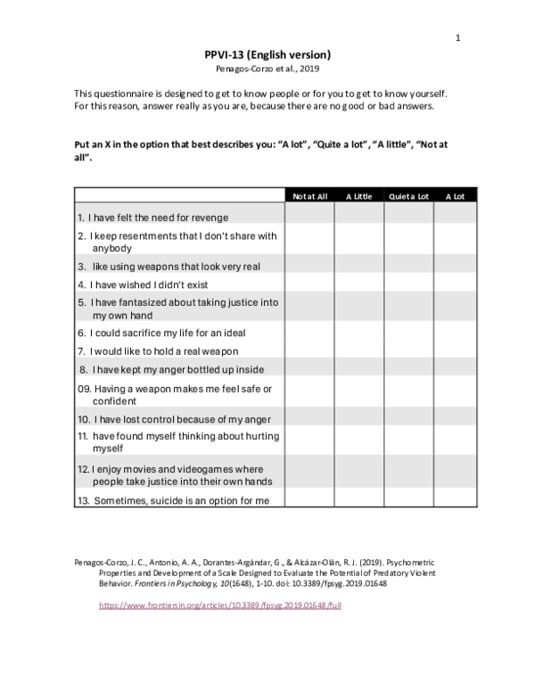 (PDF) Potential Predatory Violence Inventory