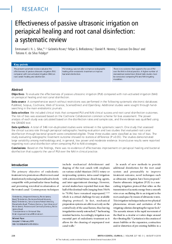 (PDF) Effectiveness of passive ultrasonic irrigation on periapical