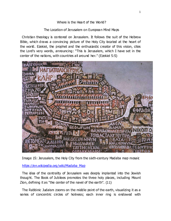 Doc Where Is The Heart Of The World The Location Of Jerusalem On European Mind Maps Michael Baizerman Academia Edu