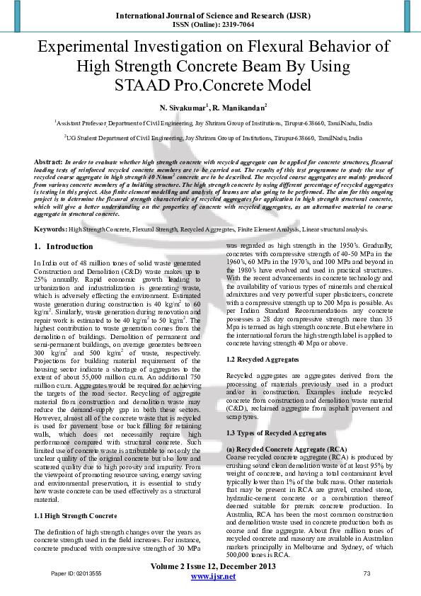 (PDF) Experimental Investigation on Flexural Behavior of High Strength ...