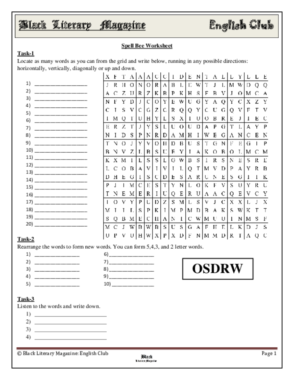 (PDF) Spell Bee worksheet for grade 6 Vinod Varghese Antony Academia.edu