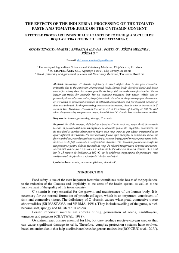 (PDF) THE EFFECTS OF THE INDUSTRIAL PROCESSING OF THE TOMATO PASTE AND ...