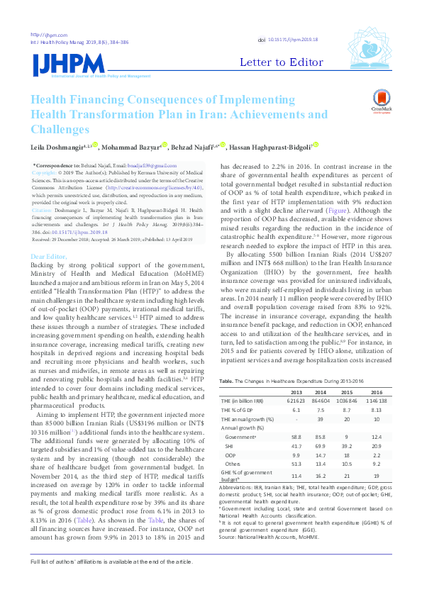 (PDF) Health Financing Consequences of Implementing Health ...