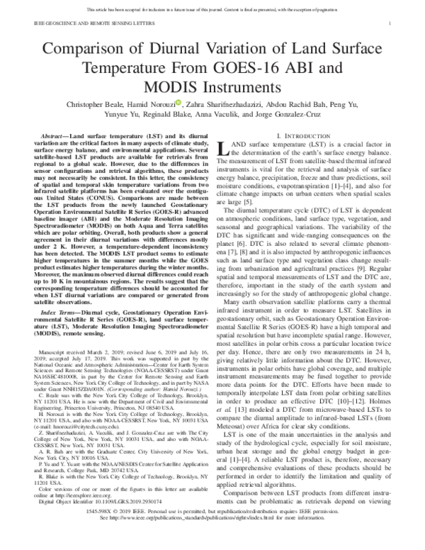(PDF) COMPARISON OF DIURNAL VARIATION OF LAND SURFACE TEMPERATURE FROM ...