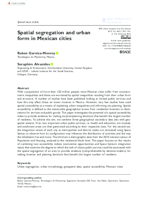 (PDF) Spatial segregation and urban form in Mexican cities