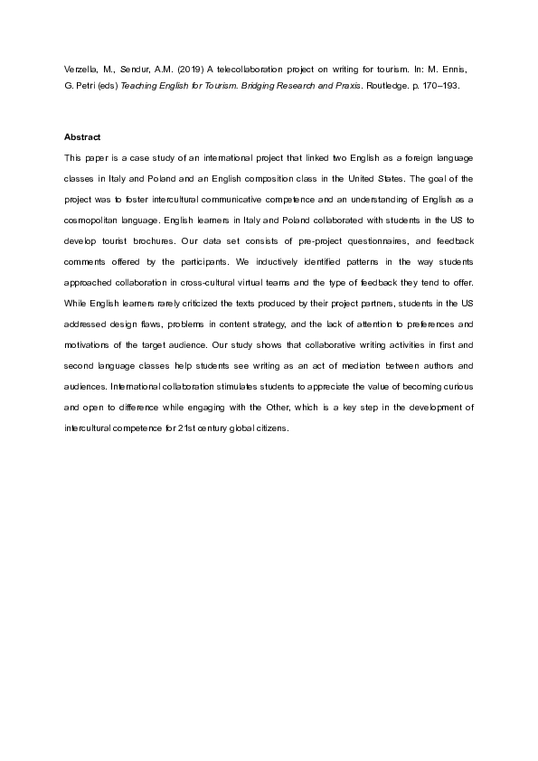 English For Tourism Research Papers Academia Edu