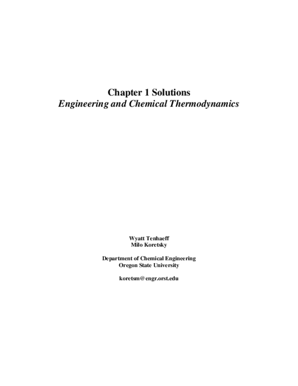 (PDF) Chapter 1 Solutions Engineering and Chemical Thermodynamics