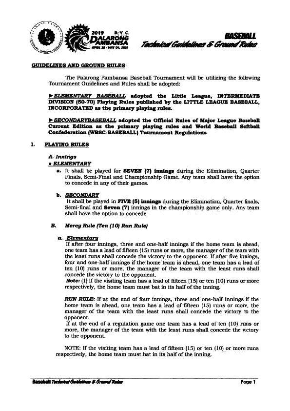 (DOC) Baseball Ground Rules (1) Je Rebanal Academia.edu