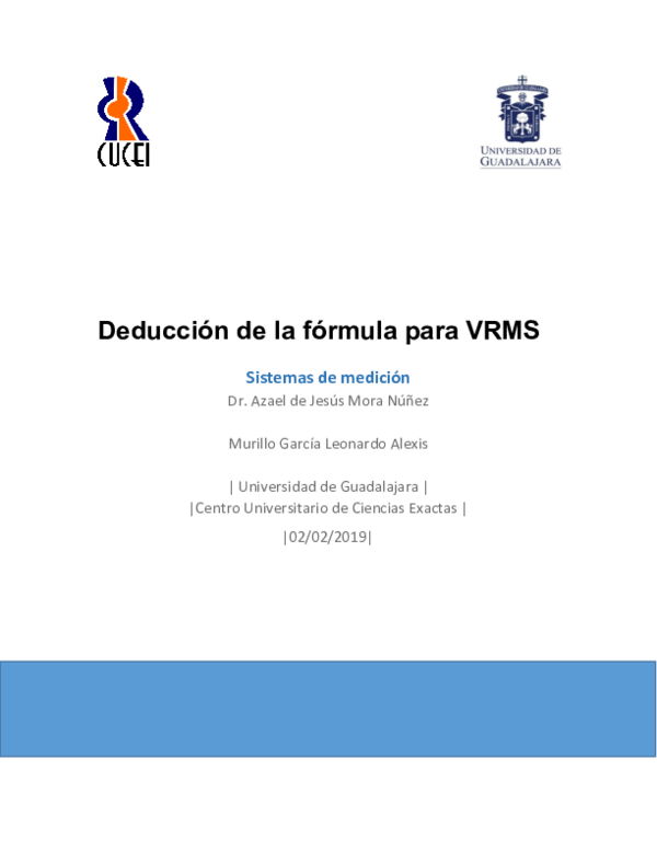 (PDF) Deducción de la fórmula para VRMS Sistemas de medición
