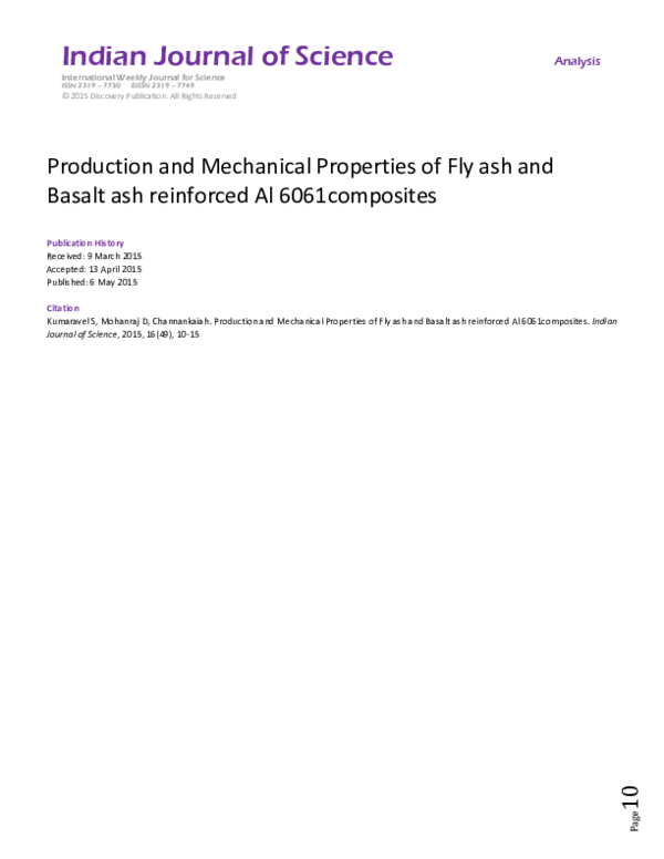 (PDF) Production and Mechanical Properties of Fly ash and