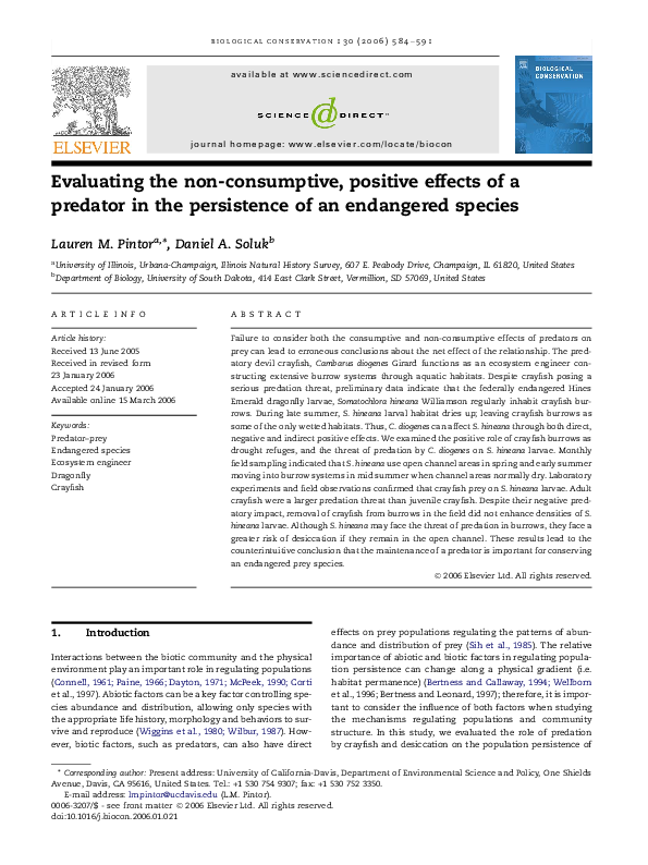 (PDF) Evaluating the non-consumptive, positive effects of a predator in ...
