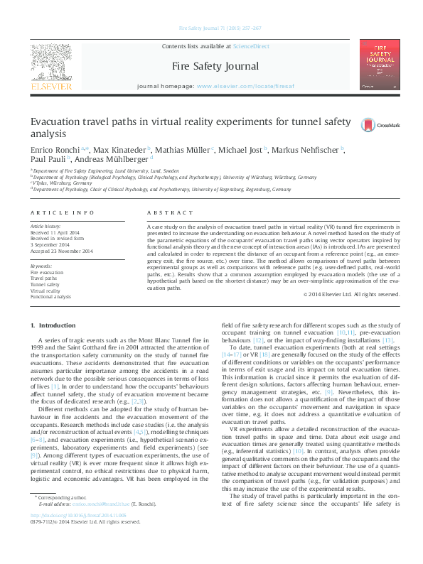 (PDF) Evacuation travel paths in virtual reality experiments for tunnel ...