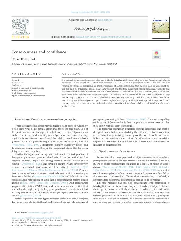 (PDF) Consciousness and confidence
