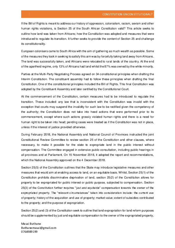 (PDF) CONSTITUTION UNCONSTITUTIONAL Masai Buthane Academia.edu