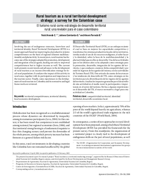 (PDF) Rural tourism as a rural territorial development strategy: a ...