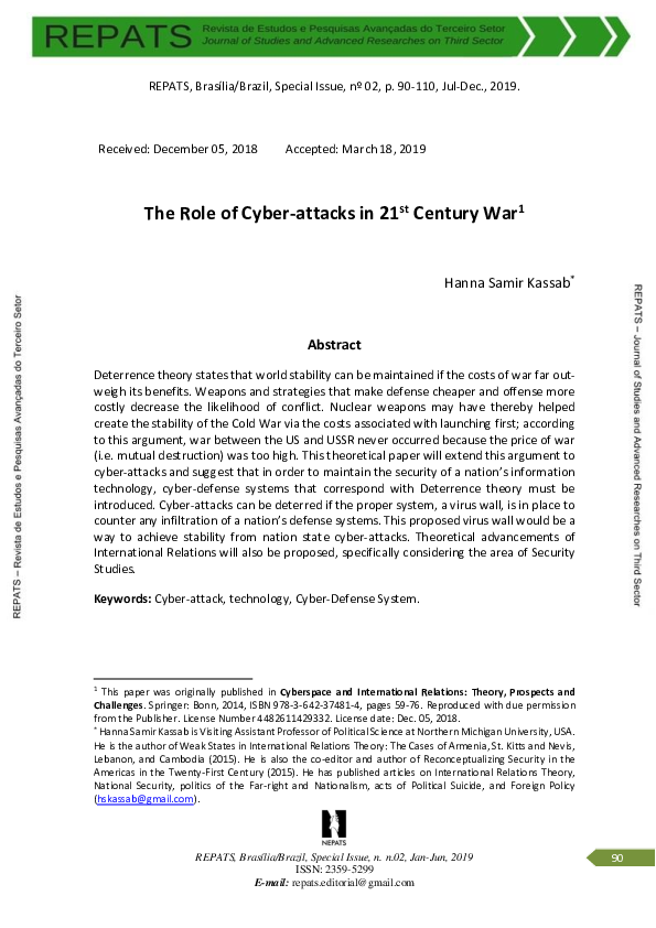 (PDF) The Role of Cyber-attacks in 21st Century War